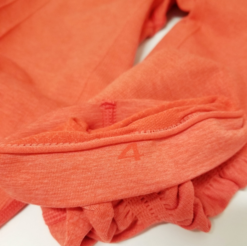 Lululemon IN THE FLOW CROP Seamless Leggings Sz 4 Coral Orange Active Gym - Picture 6 of 11